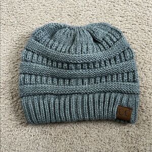 C.C Gray Knit Beanie with Ribbed Pattern